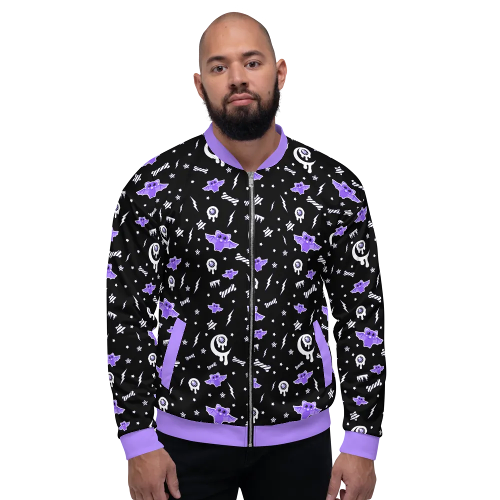 Milky Bat Night Black Unisex Bomber Jacket