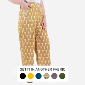 Mustard Block Print Wide Legged Cotton Culotte