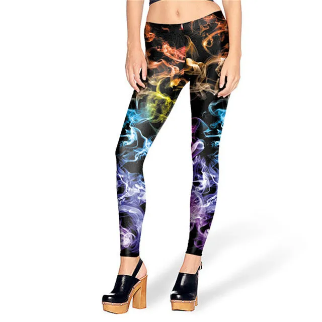 NADANBAO wholelsales New Fashion Women leggings  3D Printed color legins Ray fluorescence leggins pant legging for Woman