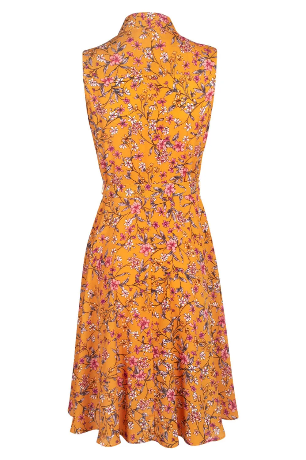 Nanette Nanette Lepore Collared Button Down Sleeveless Tie Waist Flutter Multi Print Polyester Dress