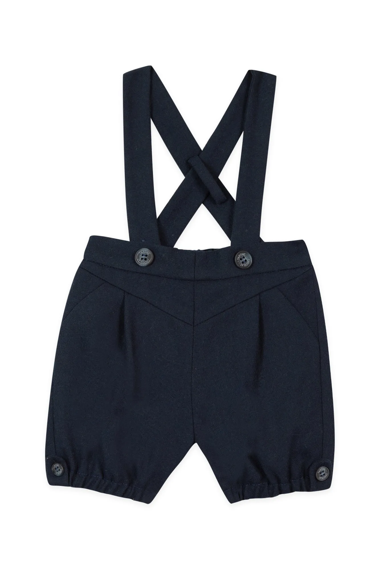 Navy Baby Suspenders Pants