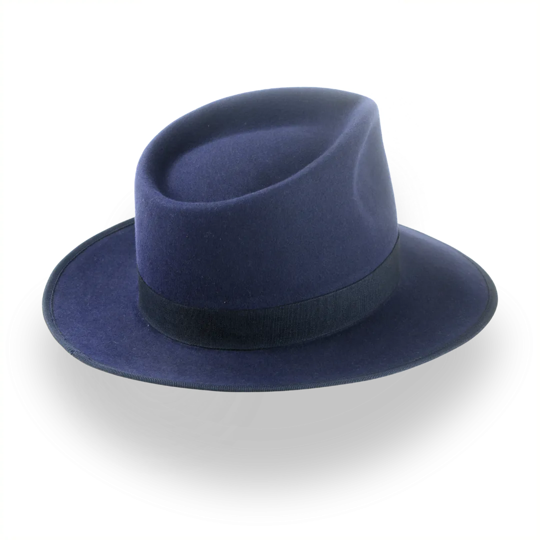 Navy Blue Custom Handcrafted Fedora Hat for Men in Fur Felt | The Tony