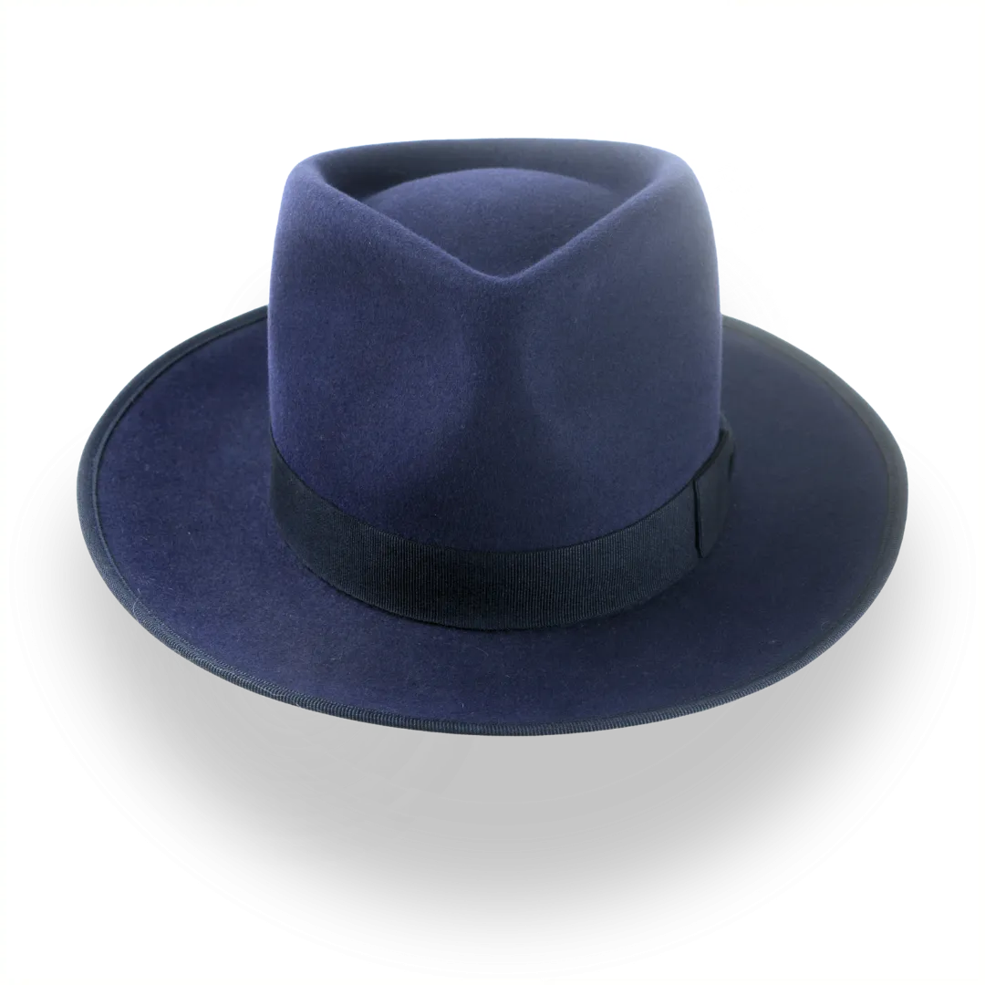 Navy Blue Custom Handcrafted Fedora Hat for Men in Fur Felt | The Tony