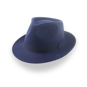 Navy Blue Teardrop Crown Fedora for Men | The Diplomat