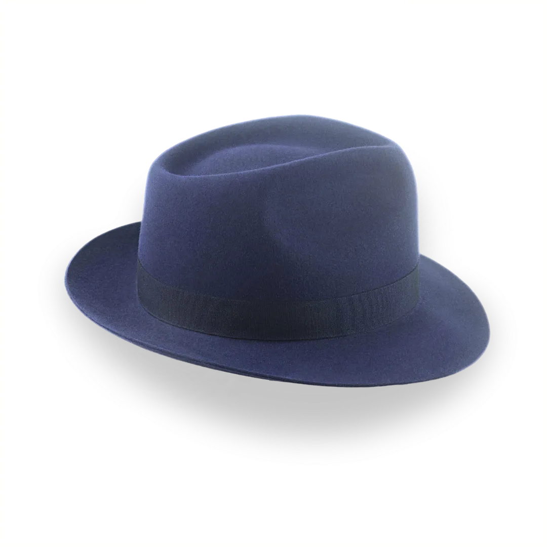 Navy Blue Teardrop Crown Fedora for Men | The Diplomat