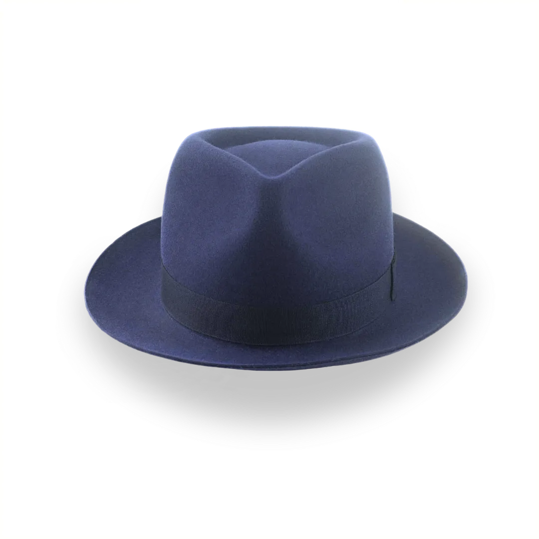 Navy Blue Teardrop Crown Fedora for Men | The Diplomat