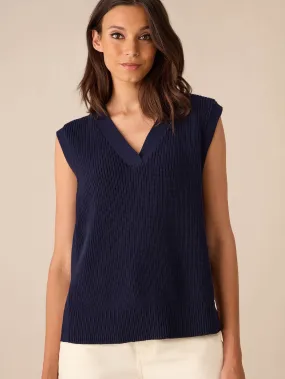 Navy Side Zip Knitted Vest