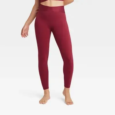 New - Women's High-Rise Wrap Waistband Leggings - JoyLab Wine Red XS