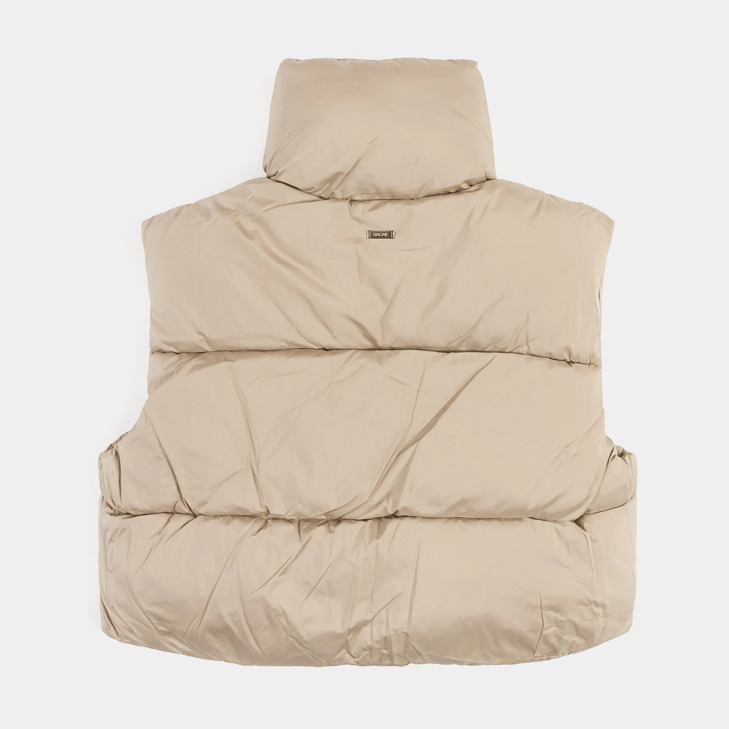 Nylon Puffer Womens Vest (Taupe)