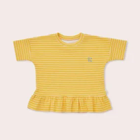 OLIVE AND THE CAPTAIN - DAFFODIL STRIPE BOXY FRILL TEE