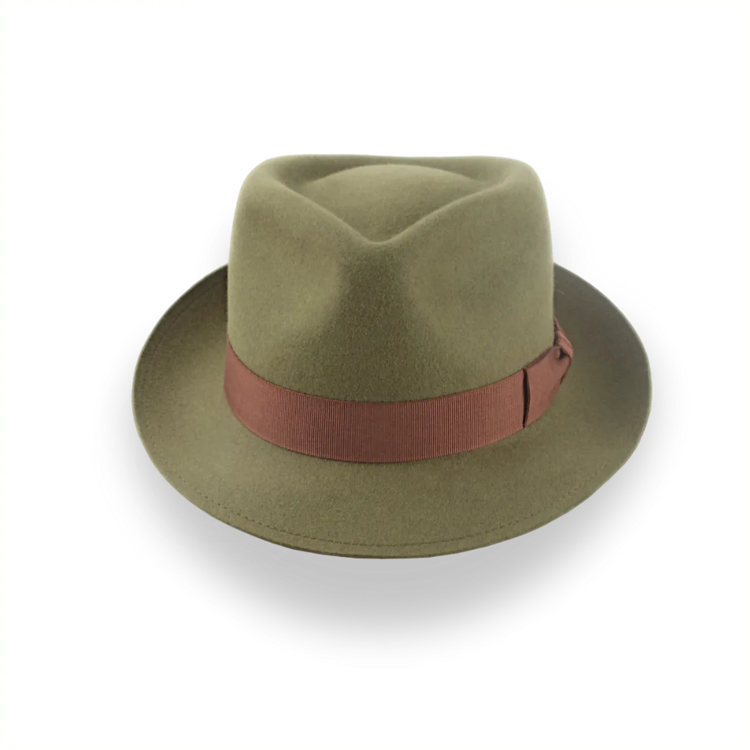 Olive Green Fur Felt Trilby Fedora Hat | The Colombo