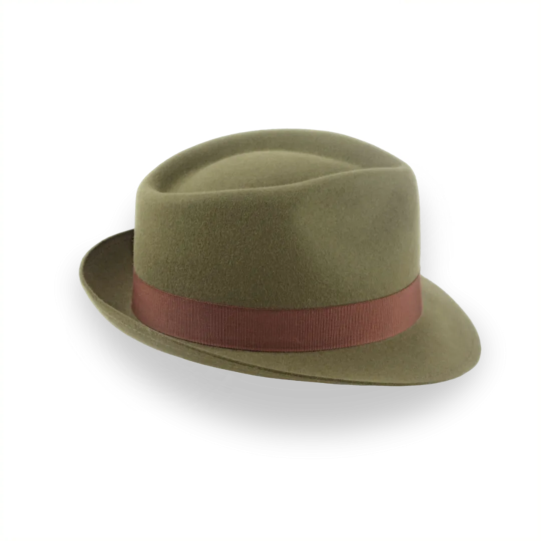 Olive Green Fur Felt Trilby Fedora Hat | The Colombo