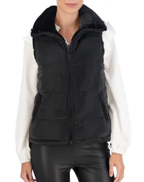 Ookie & Lala Carbon Puffer Vest Reversible to Grooved Faux Fur