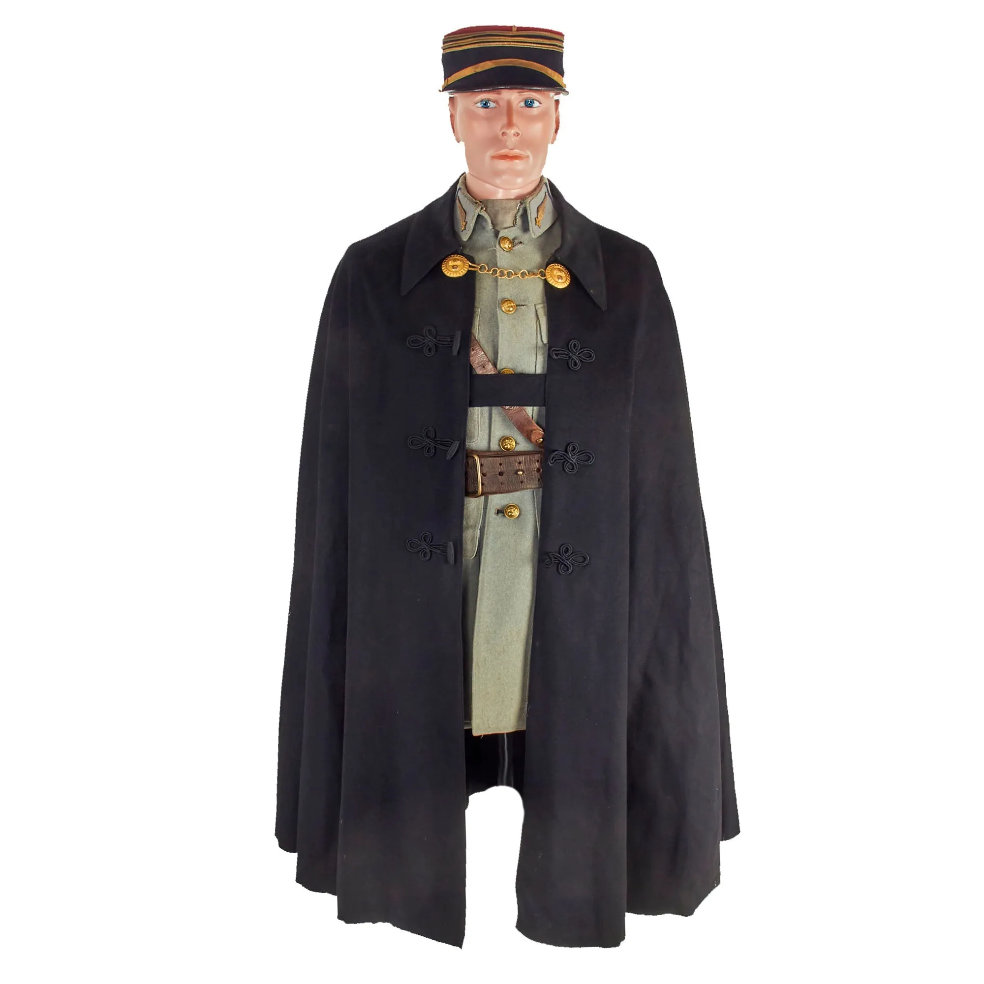 Original France WWI Named Pilot Armée de l'Air French Air Service Officer’s Uniform Set With Tunic, Trousers, “Cape” and Kepi - 4 Items