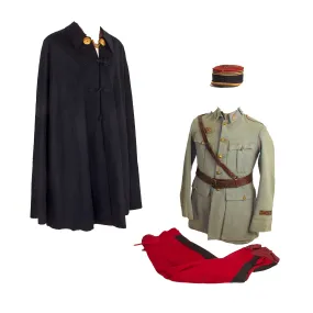 Original France WWI Named Pilot Armée de l'Air French Air Service Officer’s Uniform Set With Tunic, Trousers, “Cape” and Kepi - 4 Items