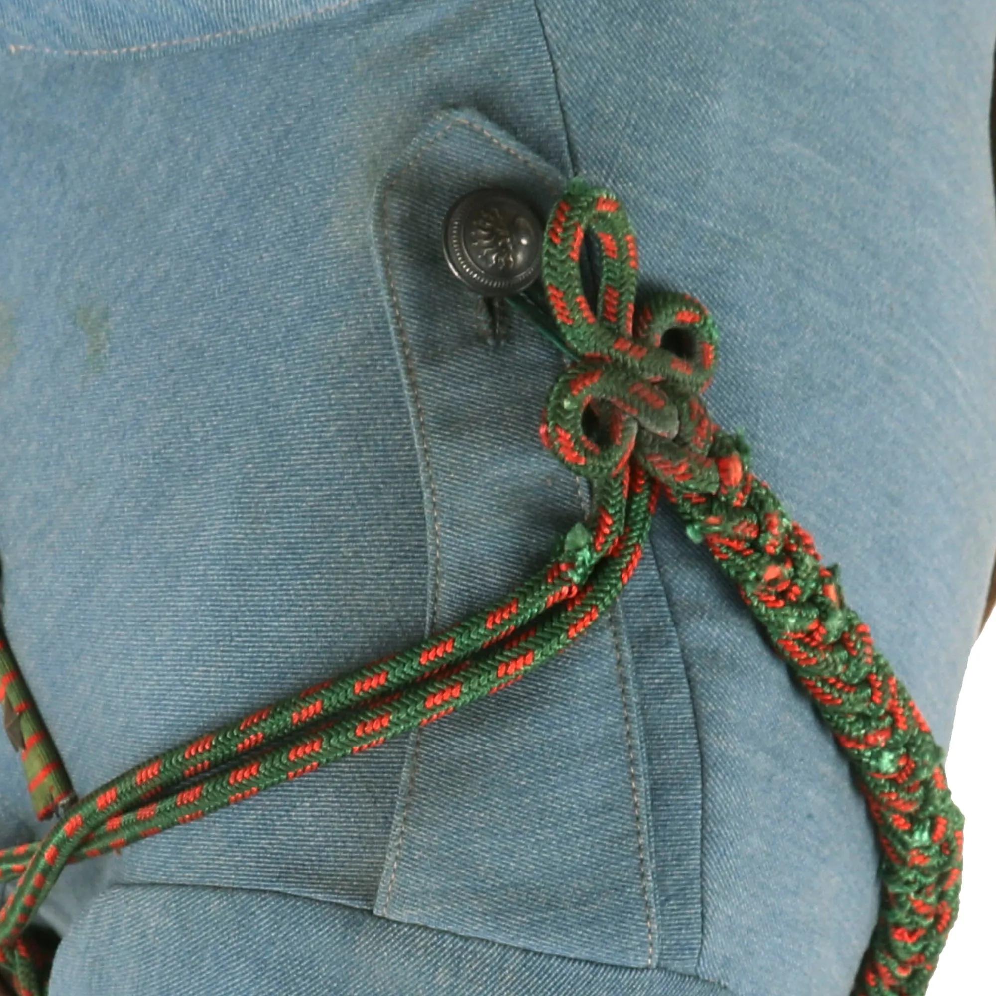 Original France WWI Pilot Armée de l'Air French Air Service Commandant Officer’s Uniform Set With Tunic, Trousers, Sam Browne Belt and Kepi With Squadron Insignia & Swagger Stick - 'Stork Escadrille N3'