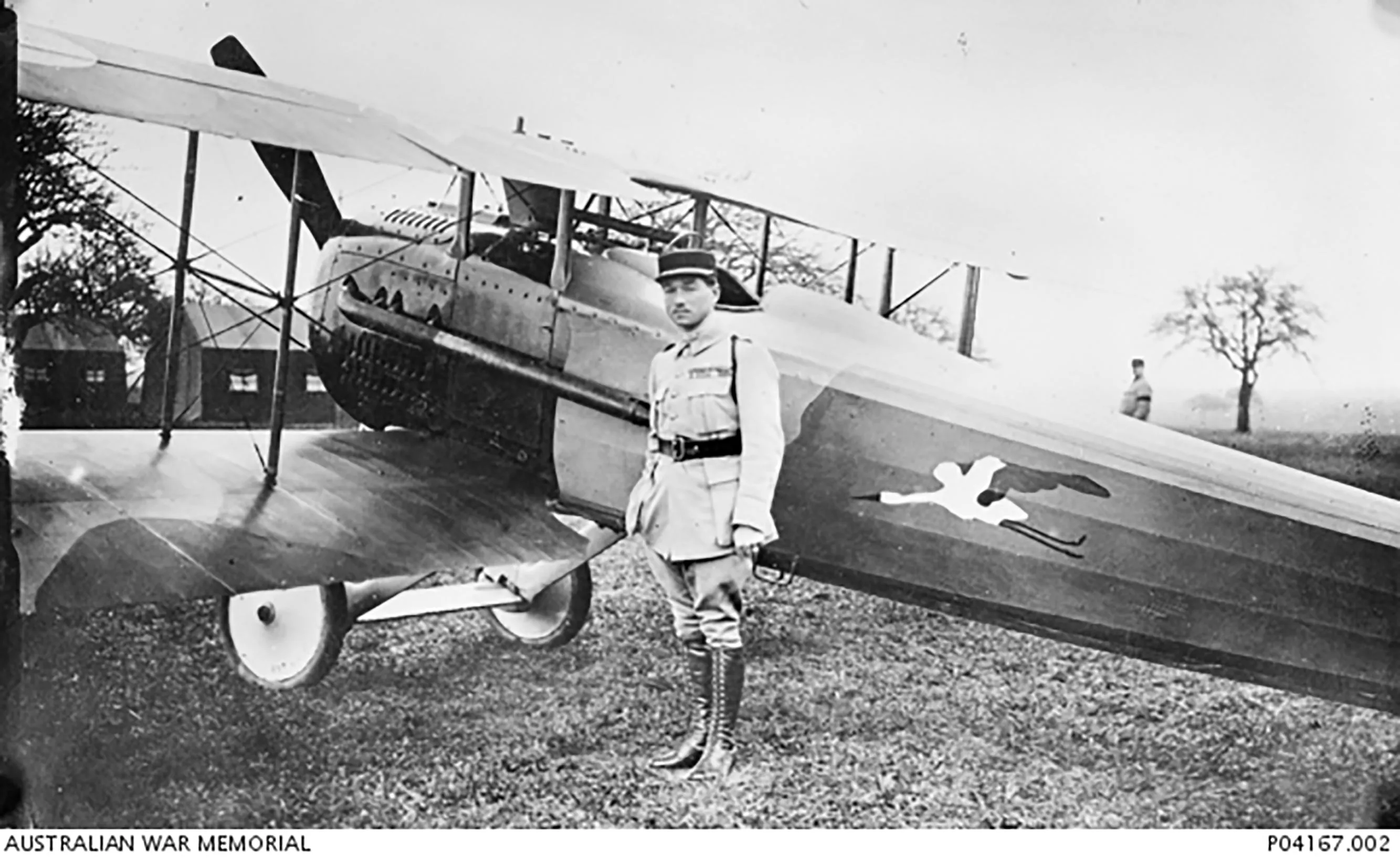 Original France WWI Pilot Armée de l'Air French Air Service Officer’s Uniform Set With Tunic, Trousers, Sam Browne Belt and Kepi With Squadron Insignia - 'Stork Escadrille N3'