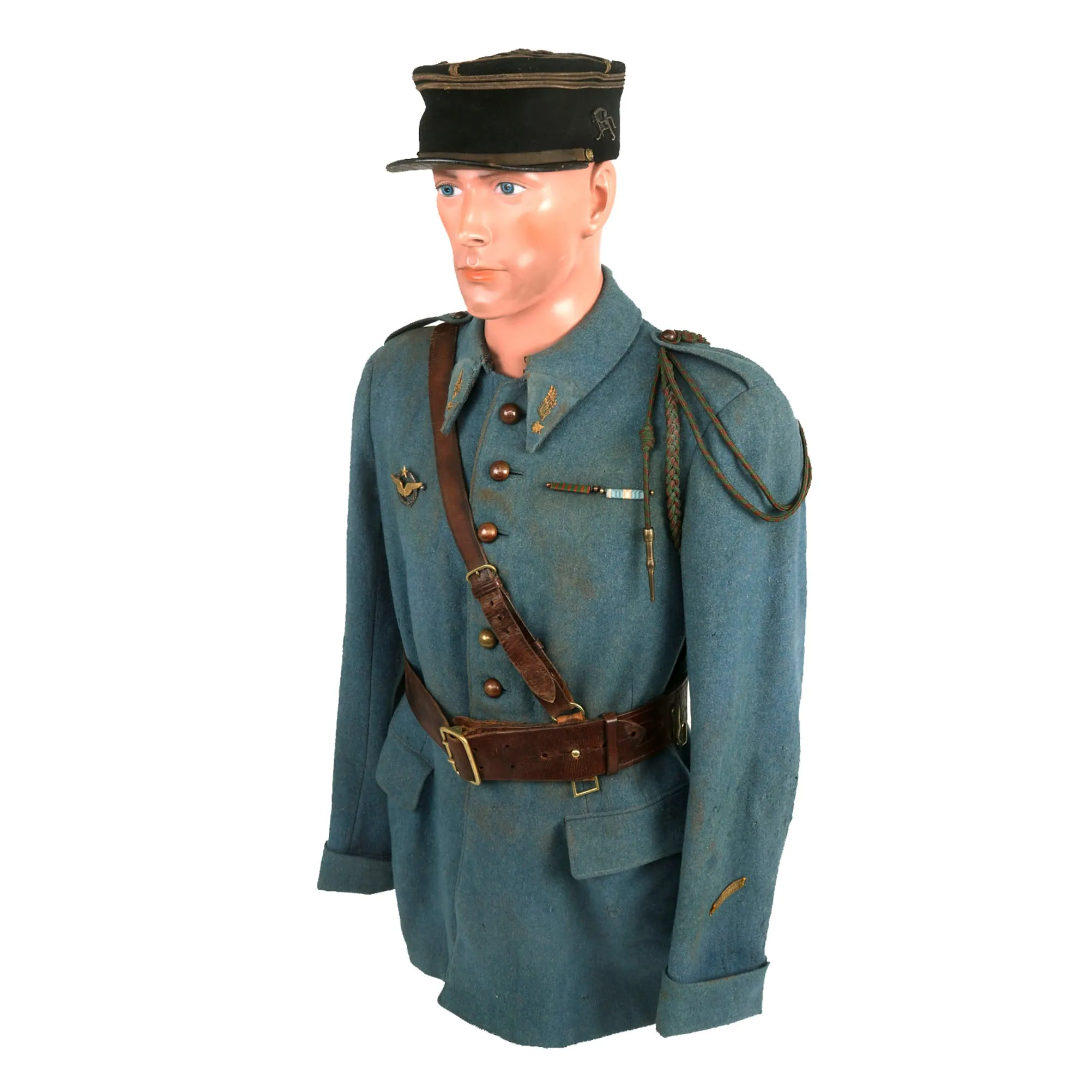 Original French WWI Escadrille SPA 94 Armée de l'Air French Air Service Pilot Officer’s Horizon Blue Uniform Set - Kepi with Grim Reaper Pin