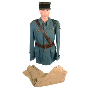 Original French WWI Escadrille SPA 94 Armée de l'Air French Air Service Pilot Officer’s Horizon Blue Uniform Set - Kepi with Grim Reaper Pin