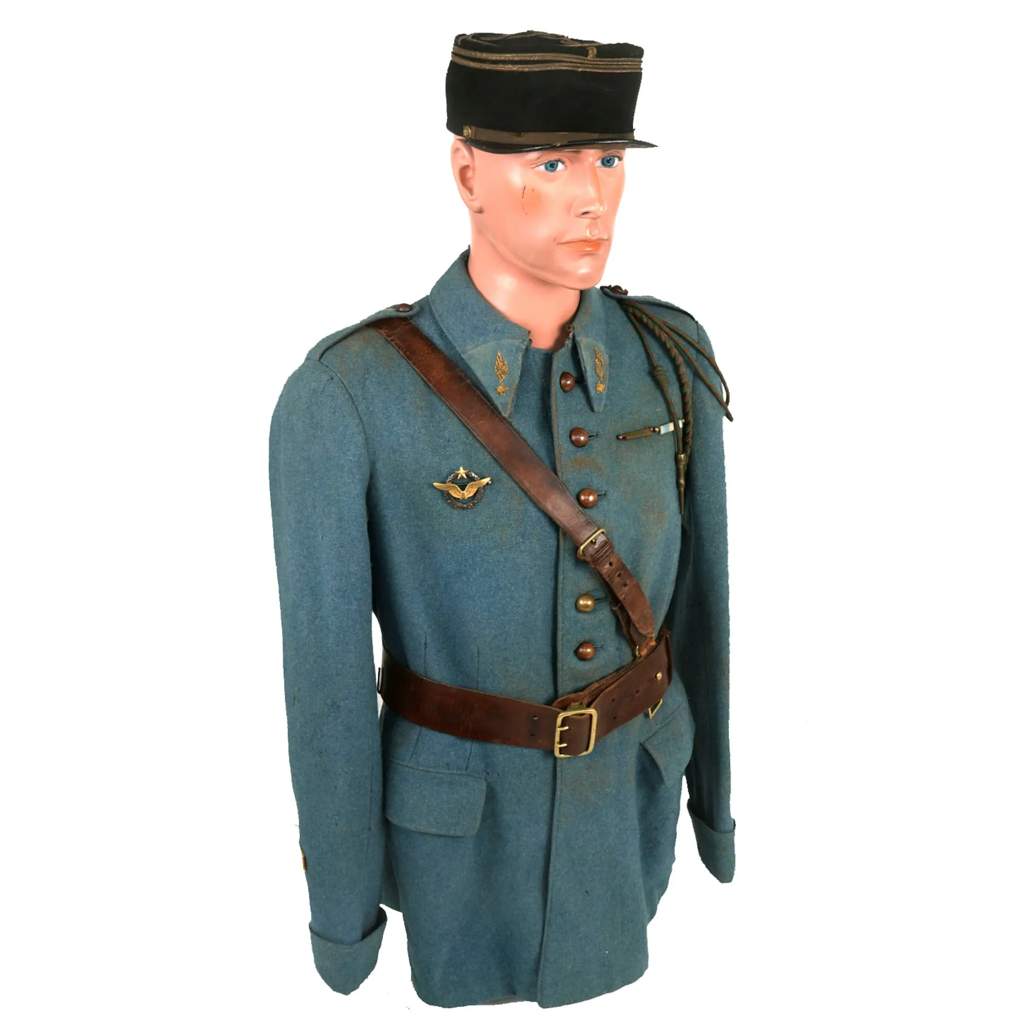 Original French WWI Escadrille SPA 94 Armée de l'Air French Air Service Pilot Officer’s Horizon Blue Uniform Set - Kepi with Grim Reaper Pin