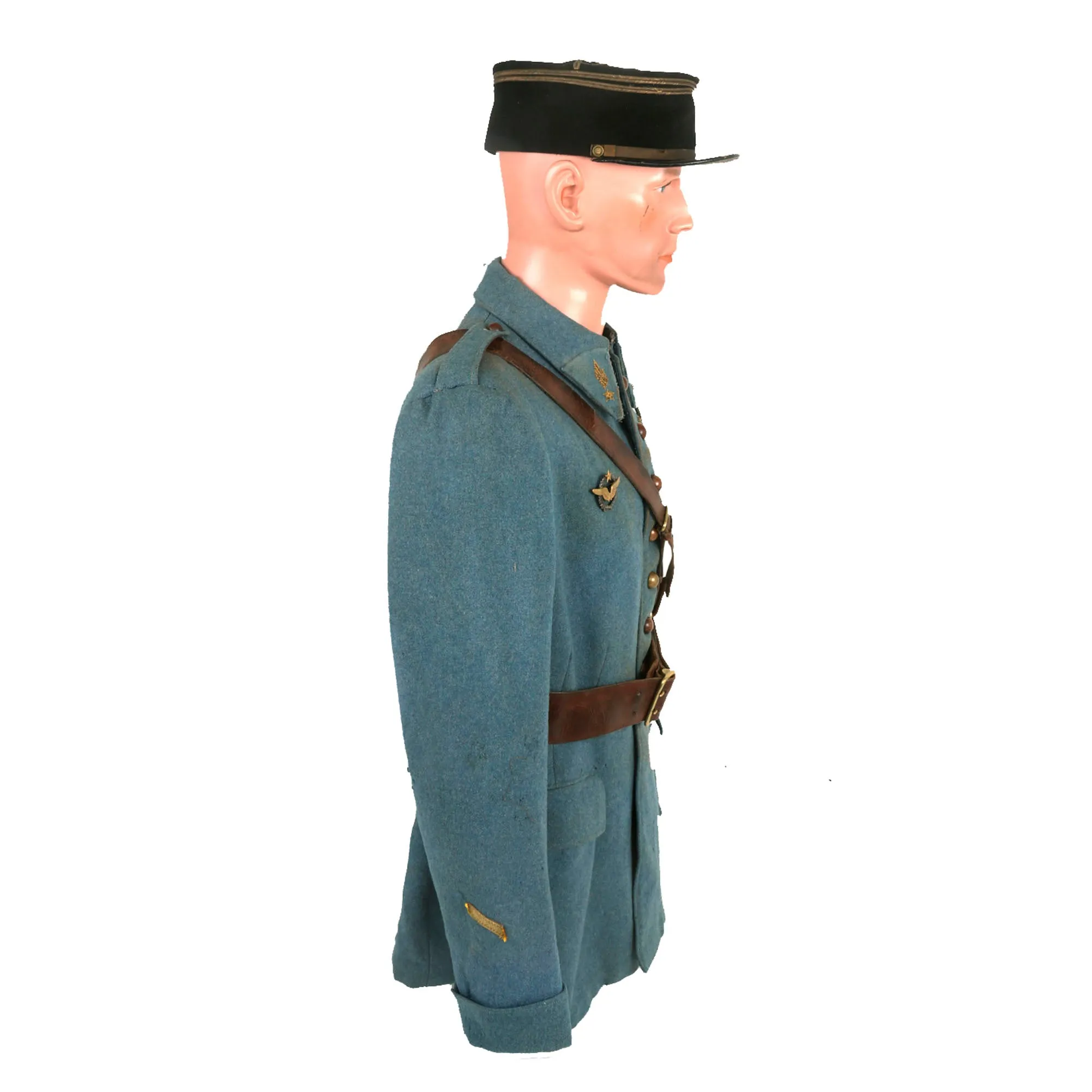 Original French WWI Escadrille SPA 94 Armée de l'Air French Air Service Pilot Officer’s Horizon Blue Uniform Set - Kepi with Grim Reaper Pin