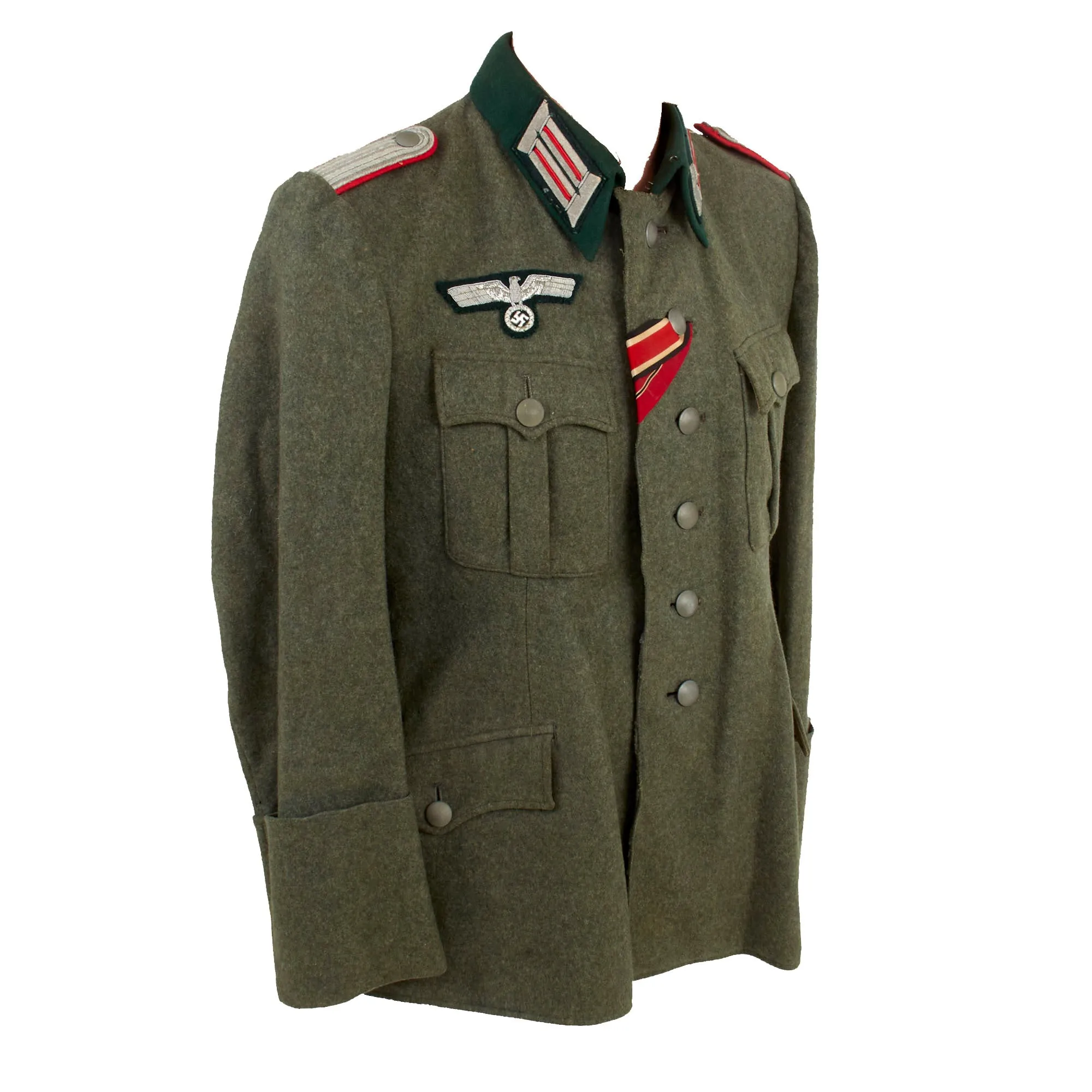 Original German WWII Heer Artillery Leutnant Officer's M36 Field Tunic with USGI Bring Back Documentation