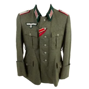 Original German WWII Heer Artillery Leutnant Officer's M36 Field Tunic with USGI Bring Back Documentation