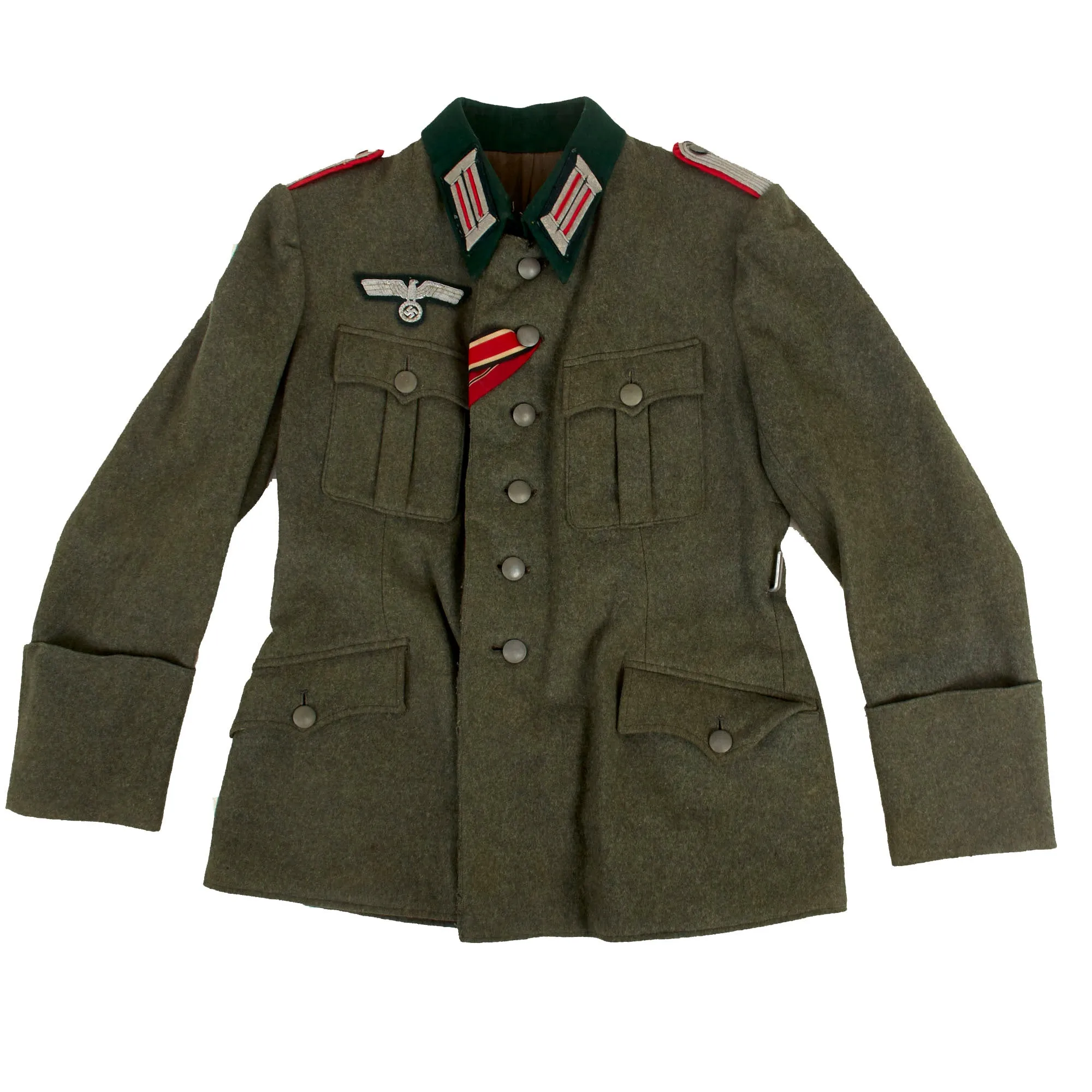 Original German WWII Heer Artillery Leutnant Officer's M36 Field Tunic with USGI Bring Back Documentation