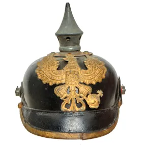 Original Imperial German WWI Prussian M1895/15 Transitional EM/NCO Pickelhaube Spiked Helmet - Replaced Liner