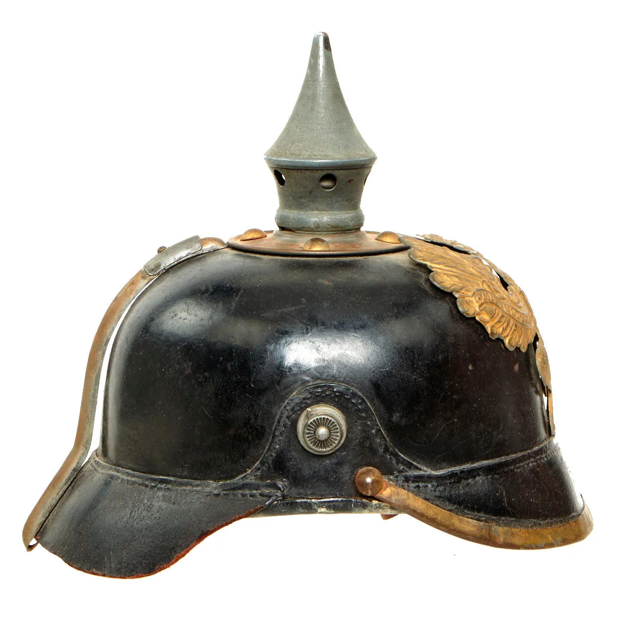 Original Imperial German WWI Prussian M1895/15 Transitional EM/NCO Pickelhaube Spiked Helmet - Replaced Liner