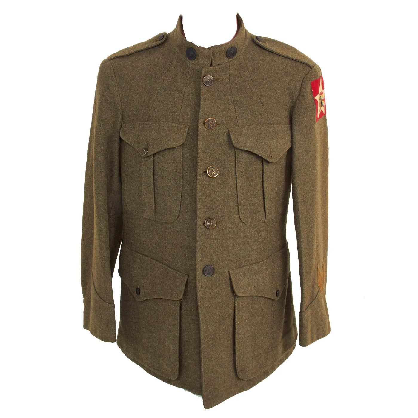 Original U.S. WWI United States Marine Corps 1st Battalion 5th Marine Regiment Patched Service Alphas Coat With Named Trousers - Geronimo