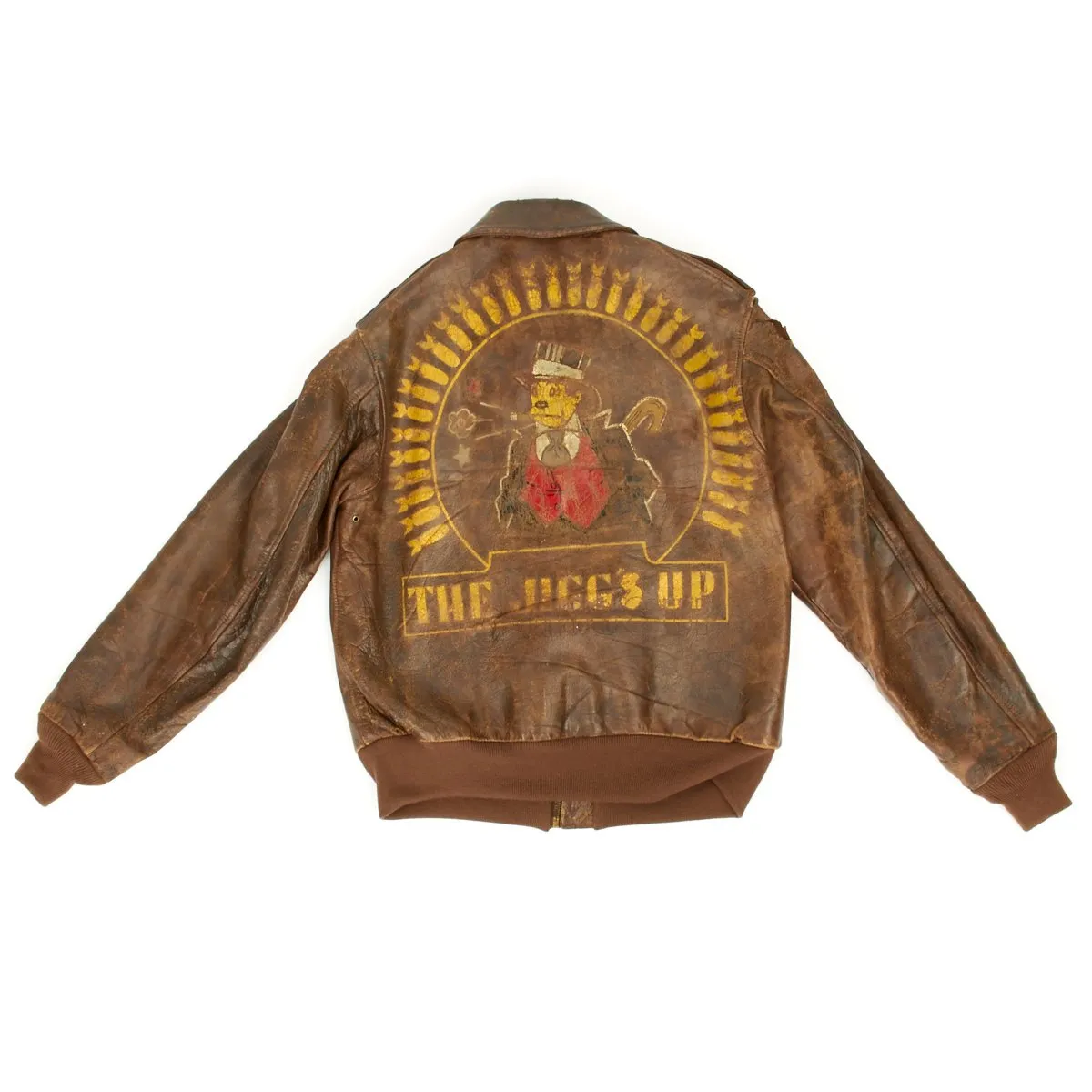 Original U.S. WWII B-17 JIGGS UP Shot Down A2 Leather Flight Jacket