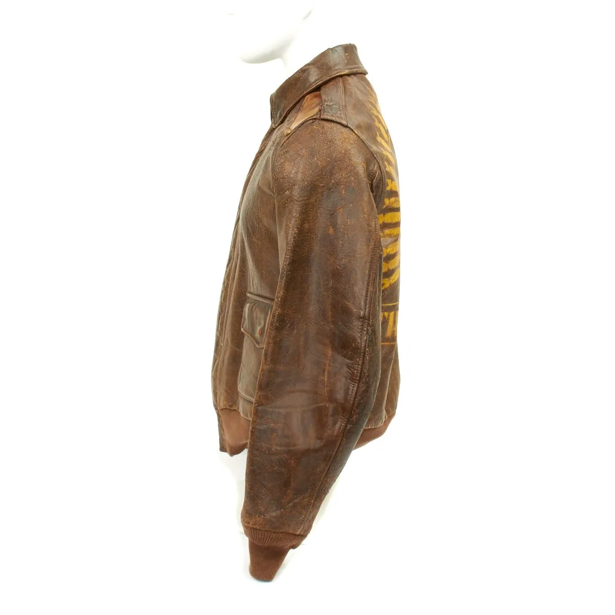 Original U.S. WWII B-17 JIGGS UP Shot Down A2 Leather Flight Jacket