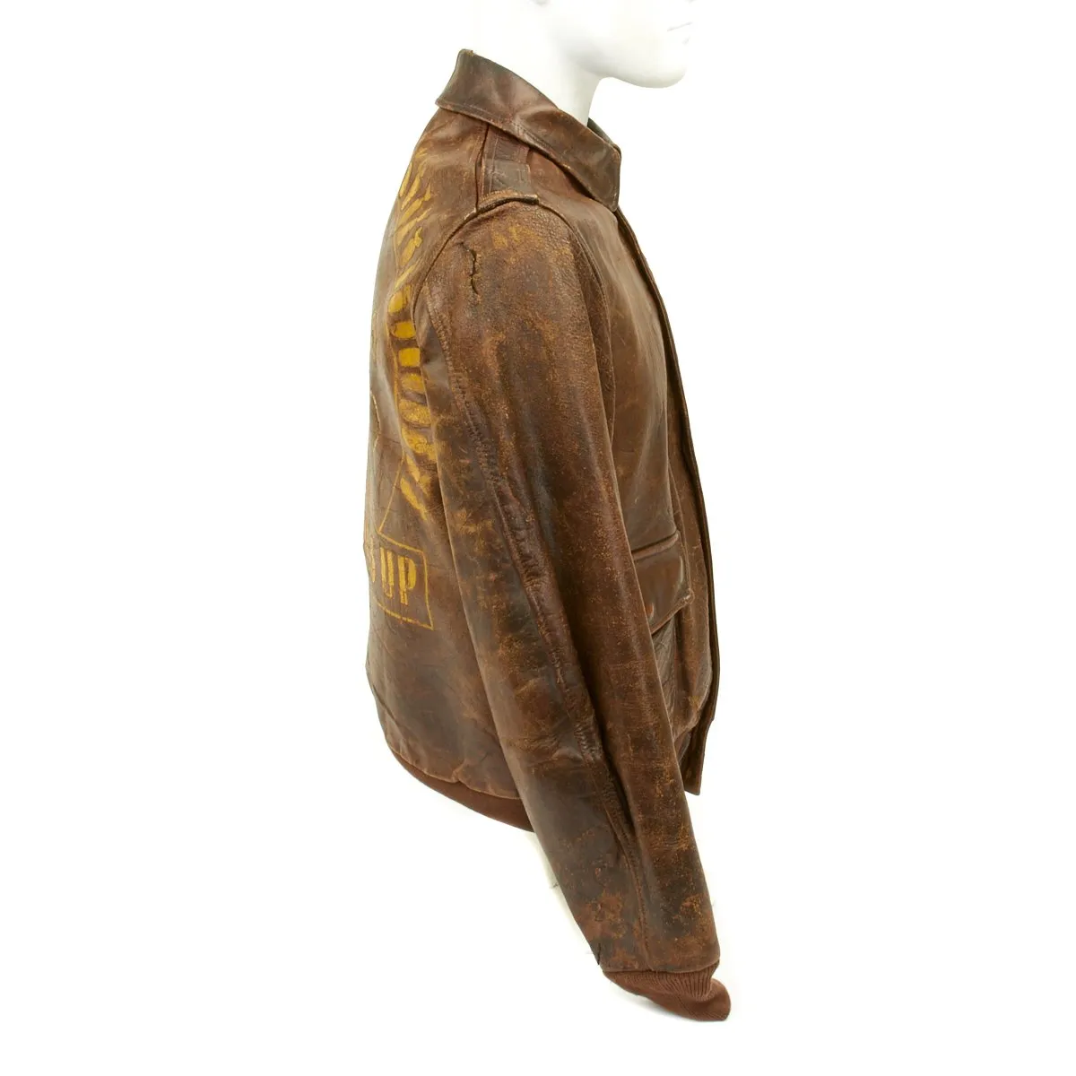 Original U.S. WWII B-17 JIGGS UP Shot Down A2 Leather Flight Jacket