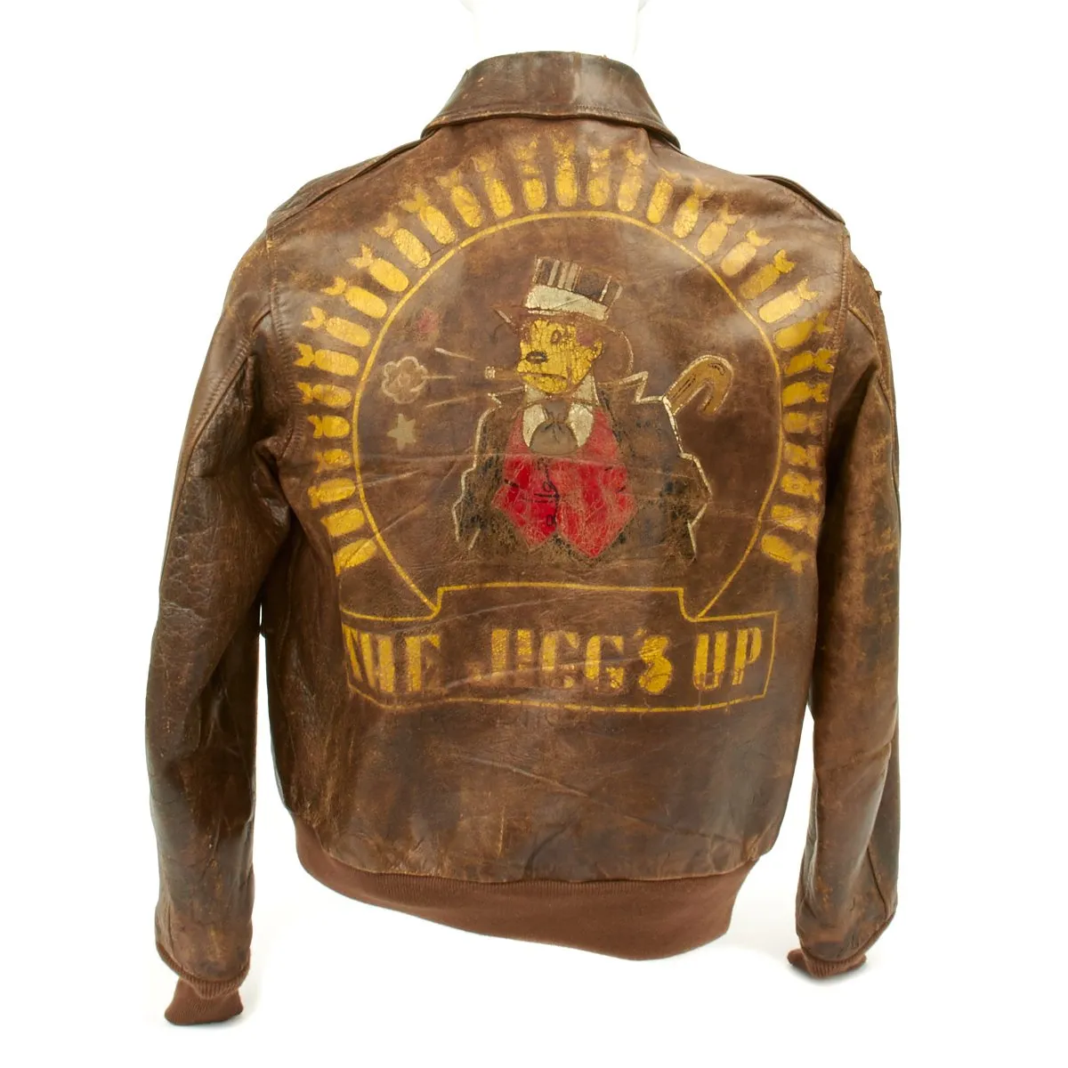 Original U.S. WWII B-17 JIGGS UP Shot Down A2 Leather Flight Jacket