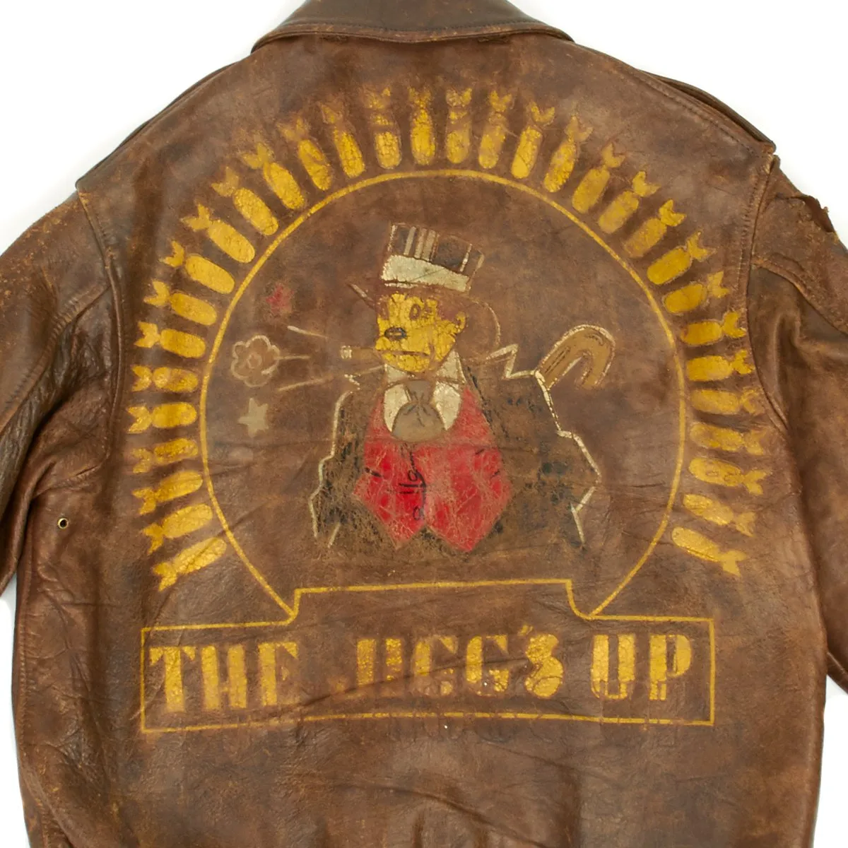 Original U.S. WWII B-17 JIGGS UP Shot Down A2 Leather Flight Jacket