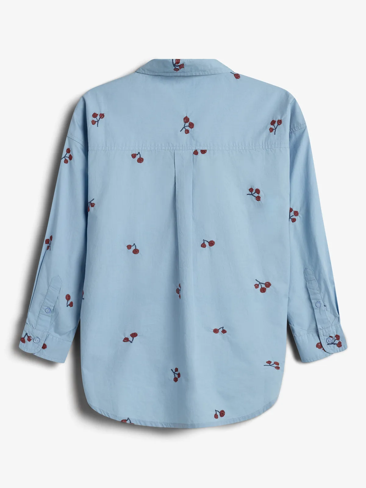 Poplin Shirt w. Embroidery - Tween - Blue