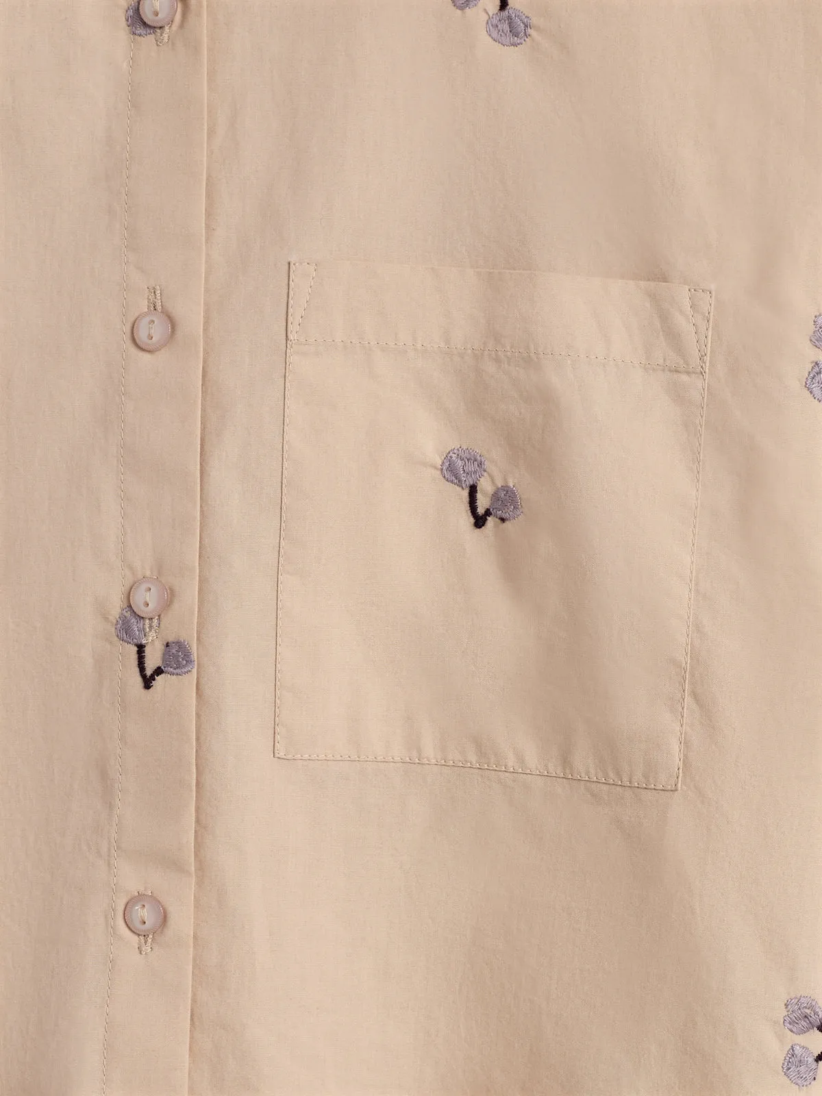 Poplin Shirt w. Embroidery - Tween - Moonlight/Purple