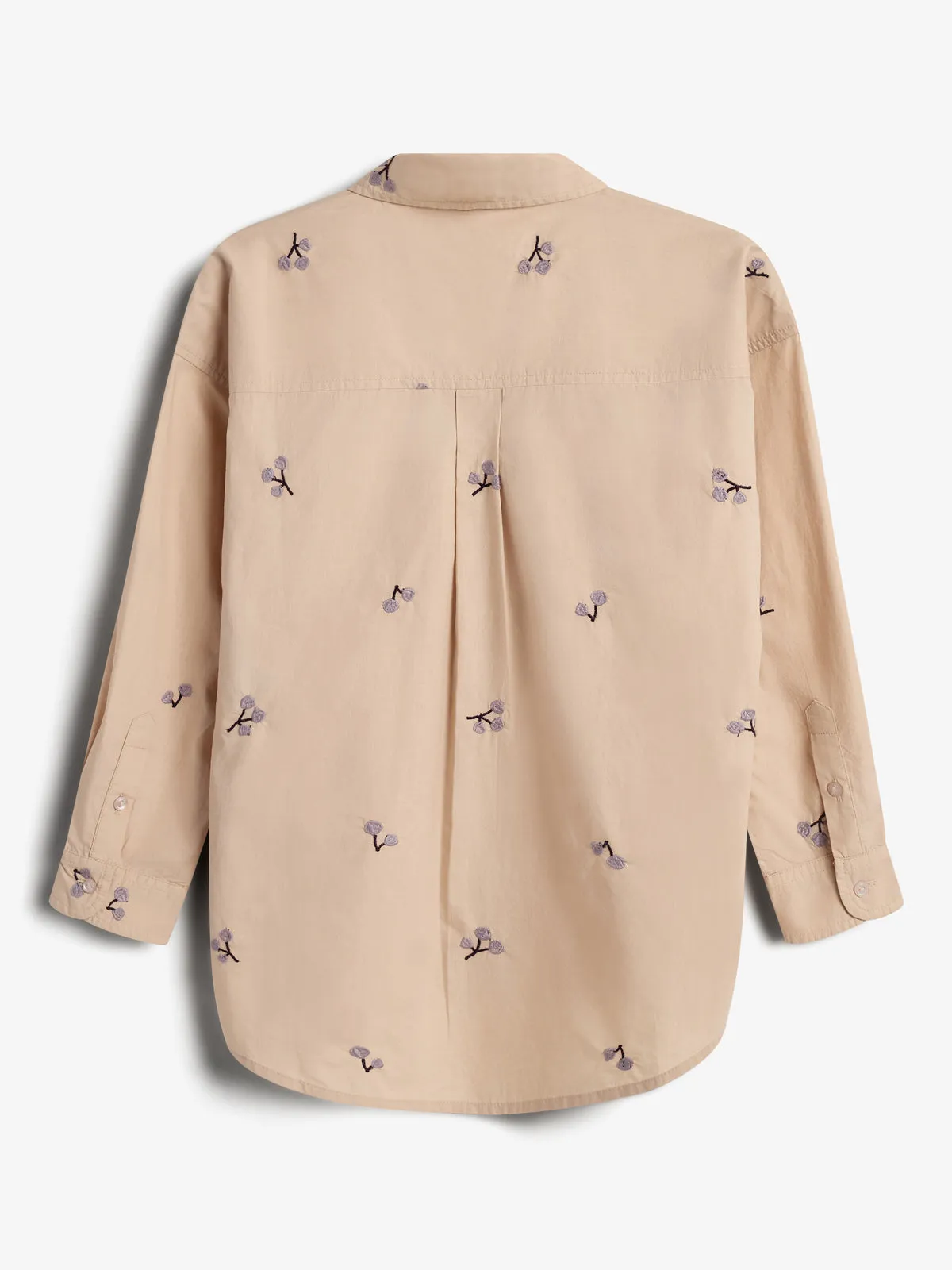 Poplin Shirt w. Embroidery - Tween - Moonlight/Purple