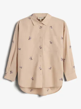 Poplin Shirt w. Embroidery - Tween - Moonlight/Purple