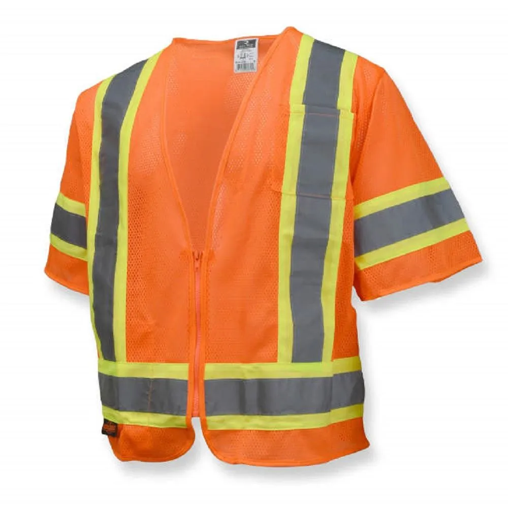 Radians SV22-3ZOM Economy Type R Class 3, Two-Tone Trim Safety Vest, Hi-Vis Orange, 1 Each