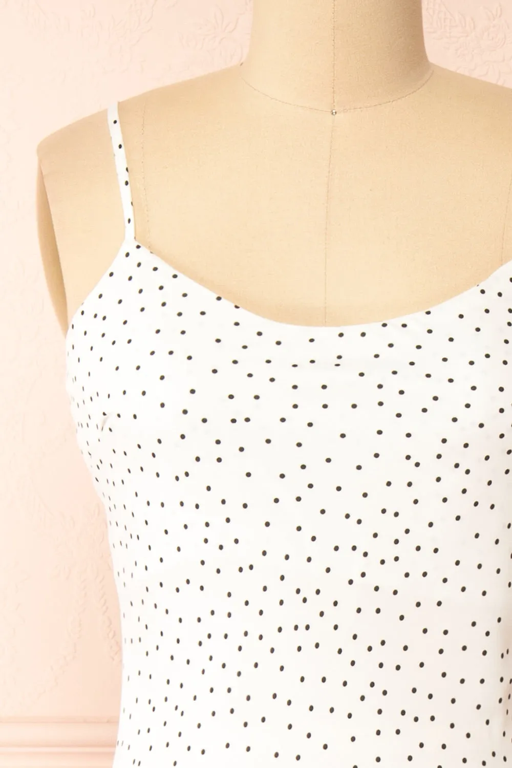 Rebby Polka Dot White | Silky Fitted Midi Dress