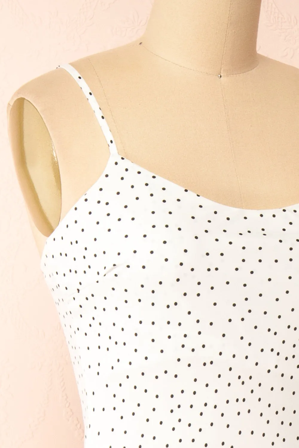 Rebby Polka Dot White | Silky Fitted Midi Dress