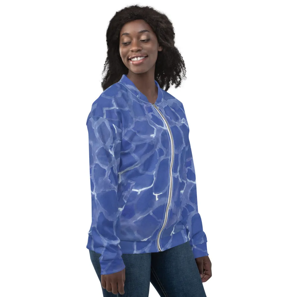 Recycled Unisex Bomber Jacket - Blue Pool - Women