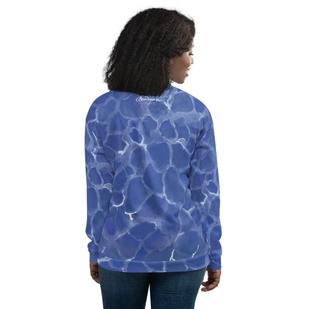 Recycled Unisex Bomber Jacket - Blue Pool - Women