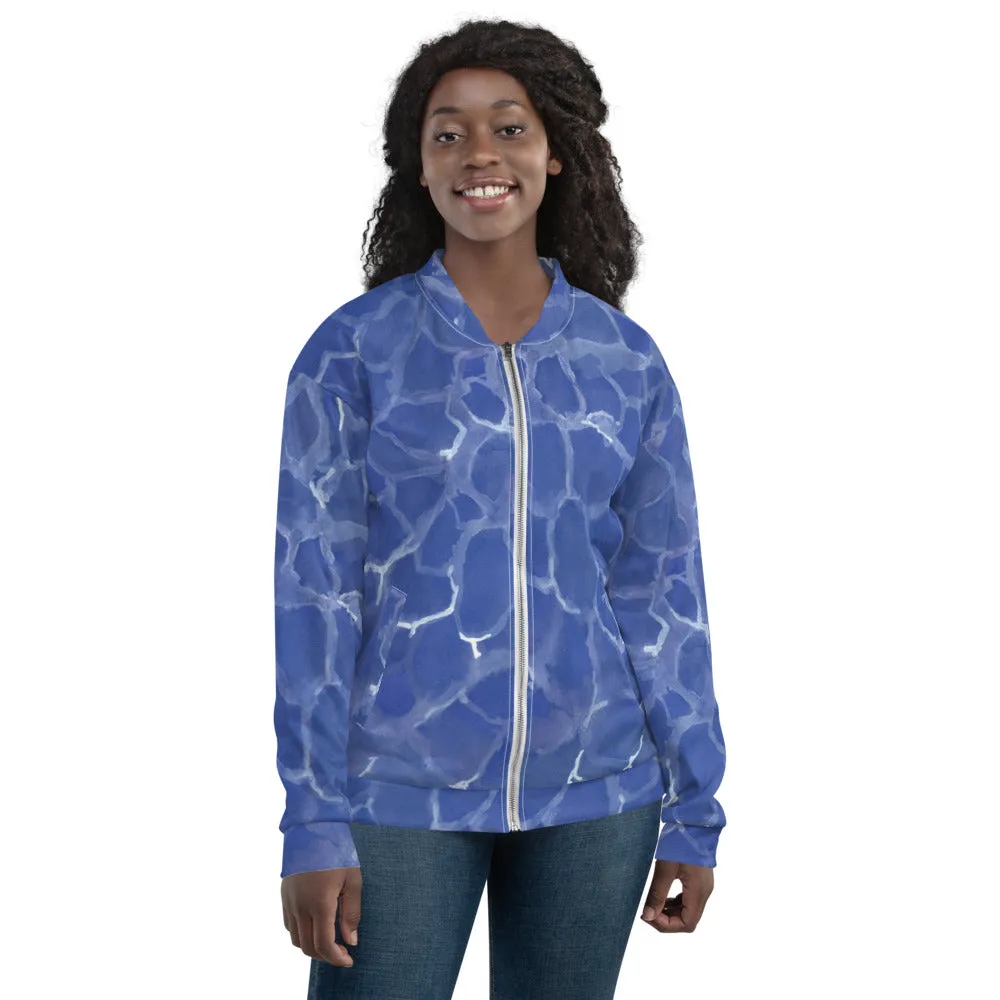 Recycled Unisex Bomber Jacket - Blue Pool - Women