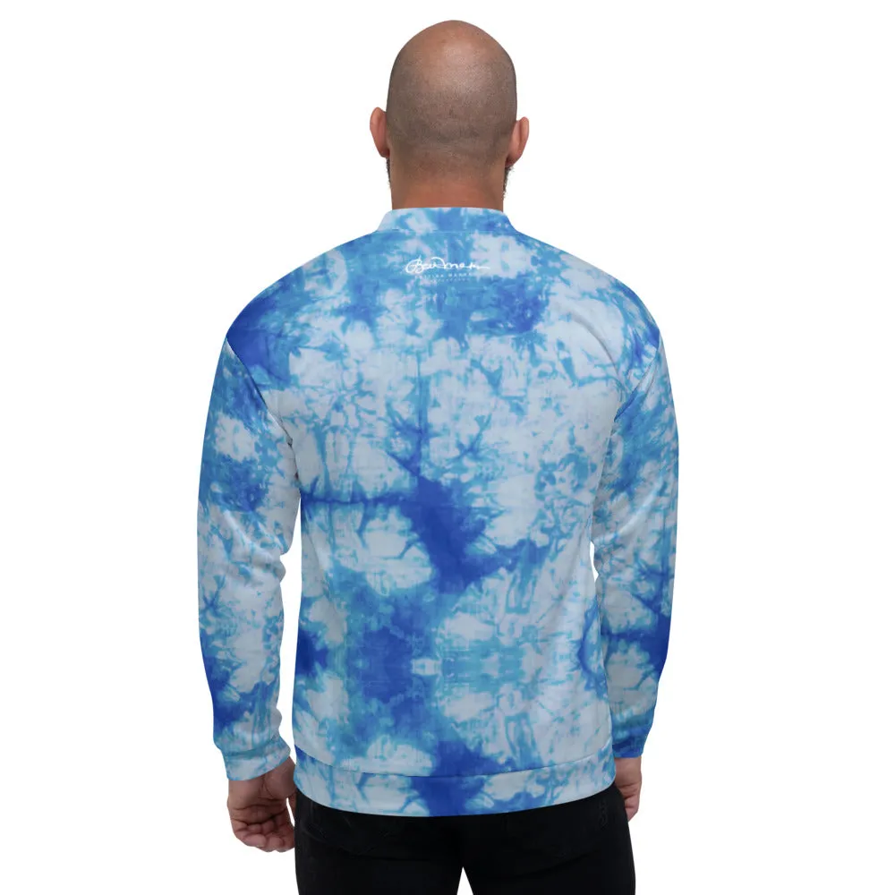 Recycled Unisex Bomber Jacket - Blue Tie Dye - Men