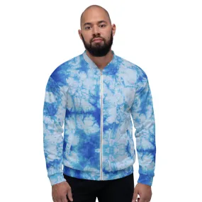 Recycled Unisex Bomber Jacket - Blue Tie Dye - Men