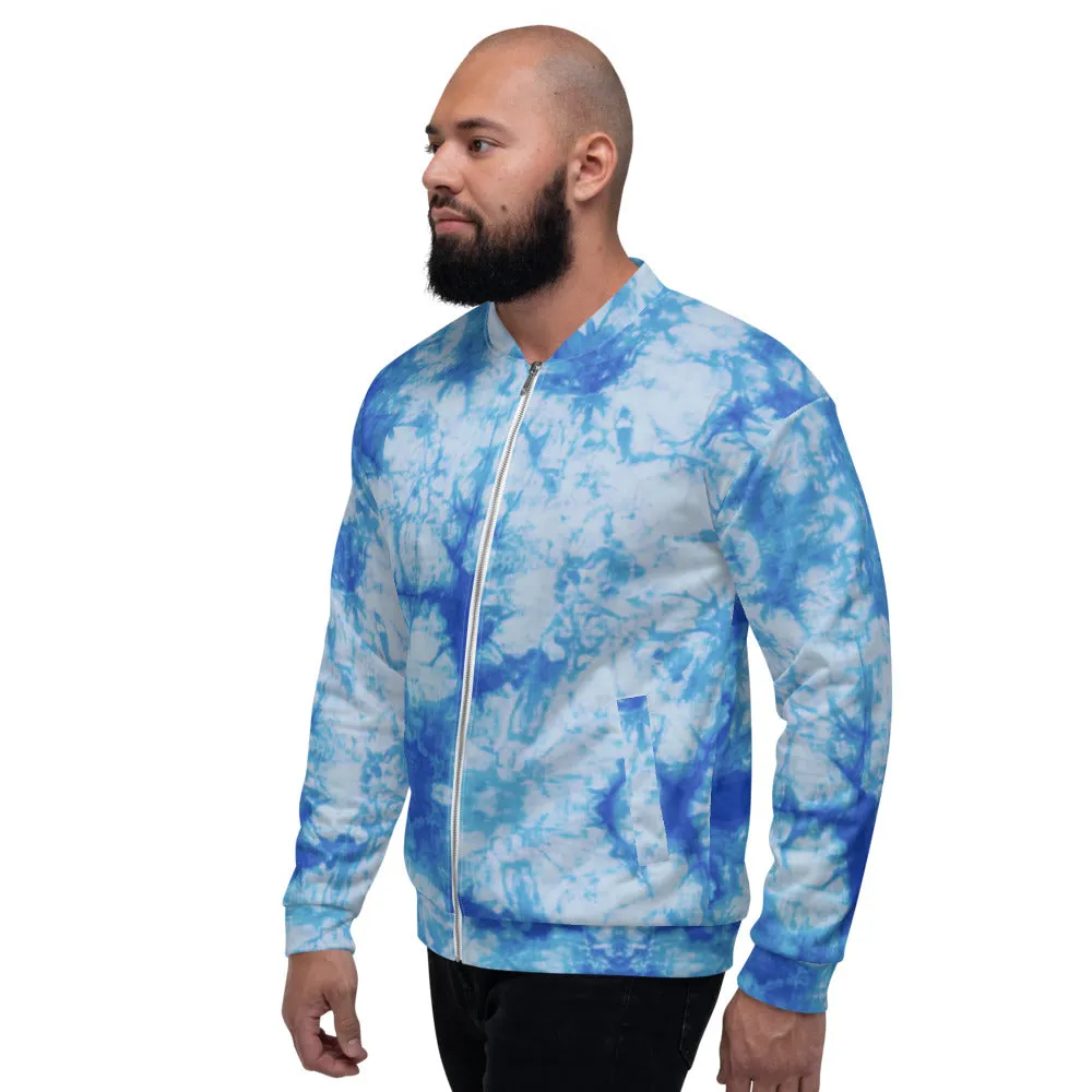 Recycled Unisex Bomber Jacket - Blue Tie Dye - Men