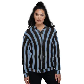 Recycled Unisex Bomber Jacket - Blue Zebra - Women